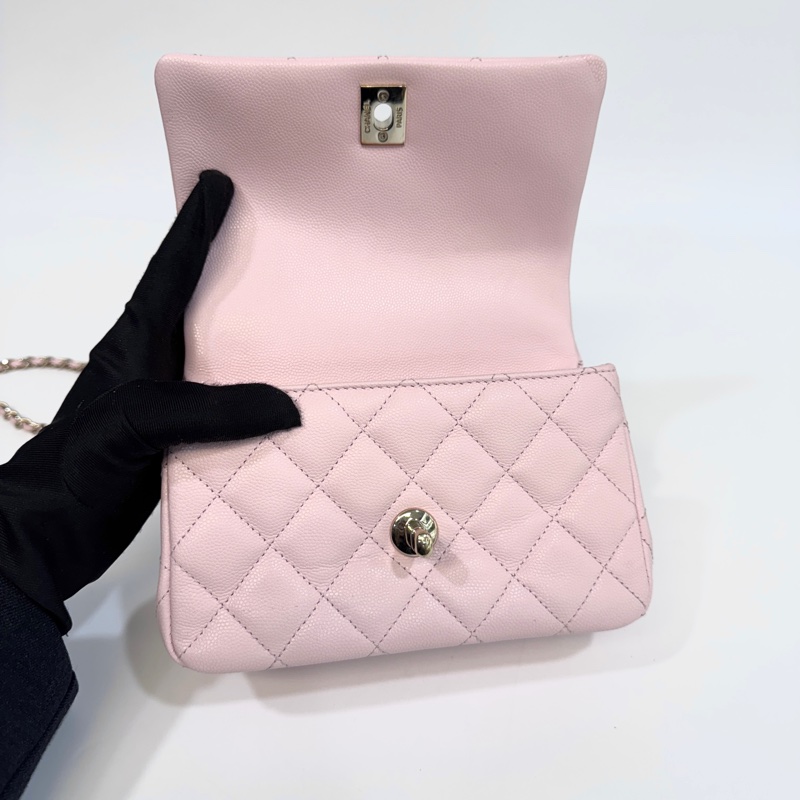 CHANEL粉色淡金釦coco crush下蓋鏈包AS5554-6