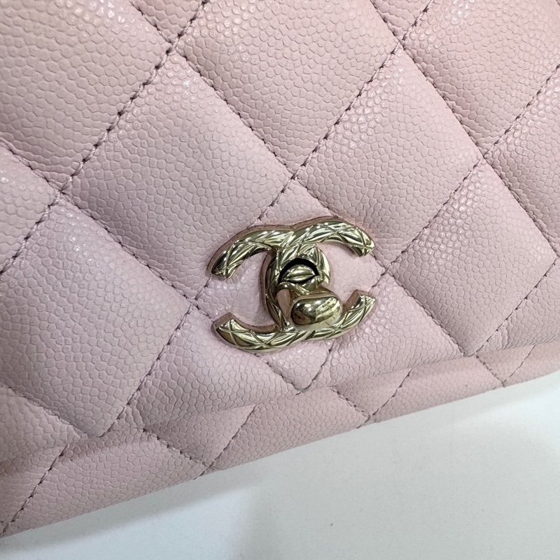 CHANEL粉色淡金釦coco crush下蓋鏈包AS5554-9