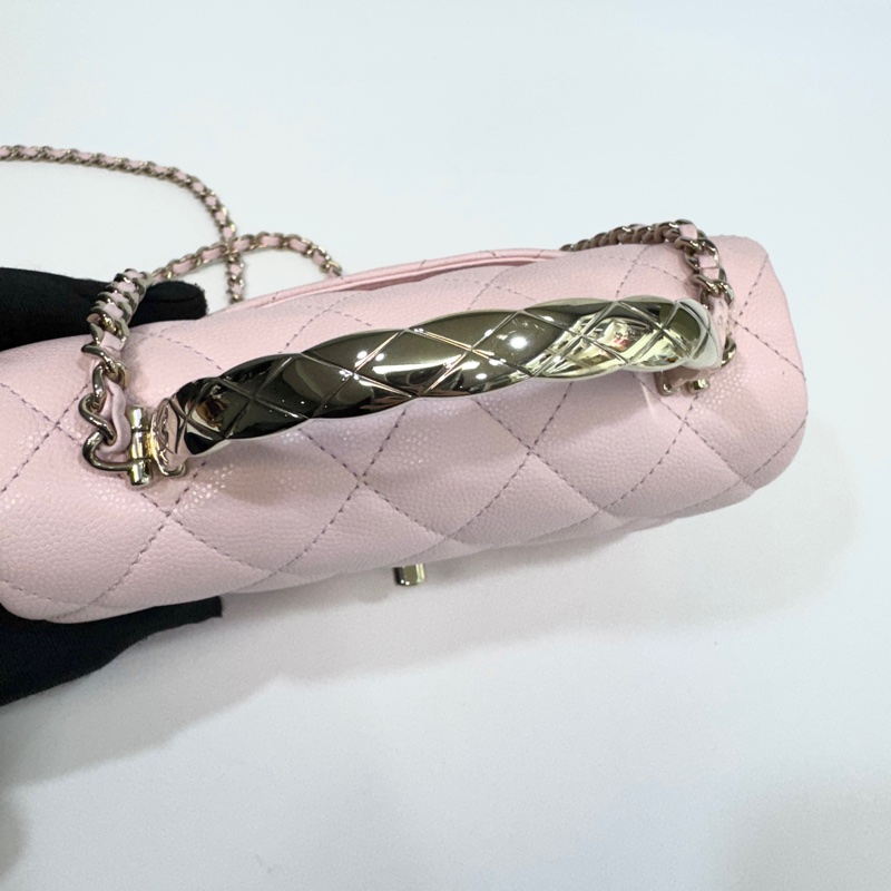 CHANEL粉色淡金釦coco crush下蓋鏈包AS5554-10
