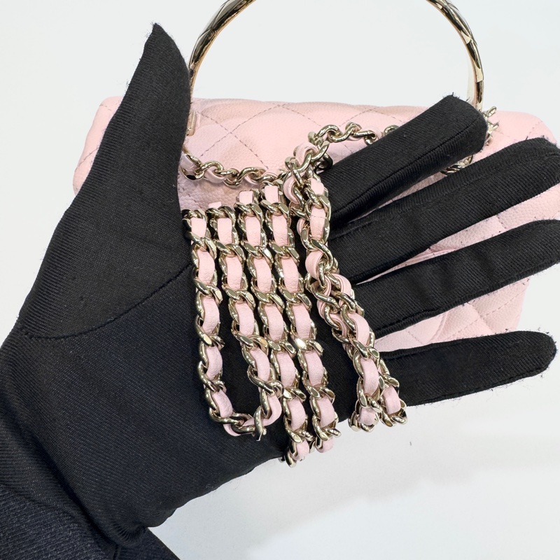 CHANEL粉色淡金釦coco crush下蓋鏈包AS5554-11