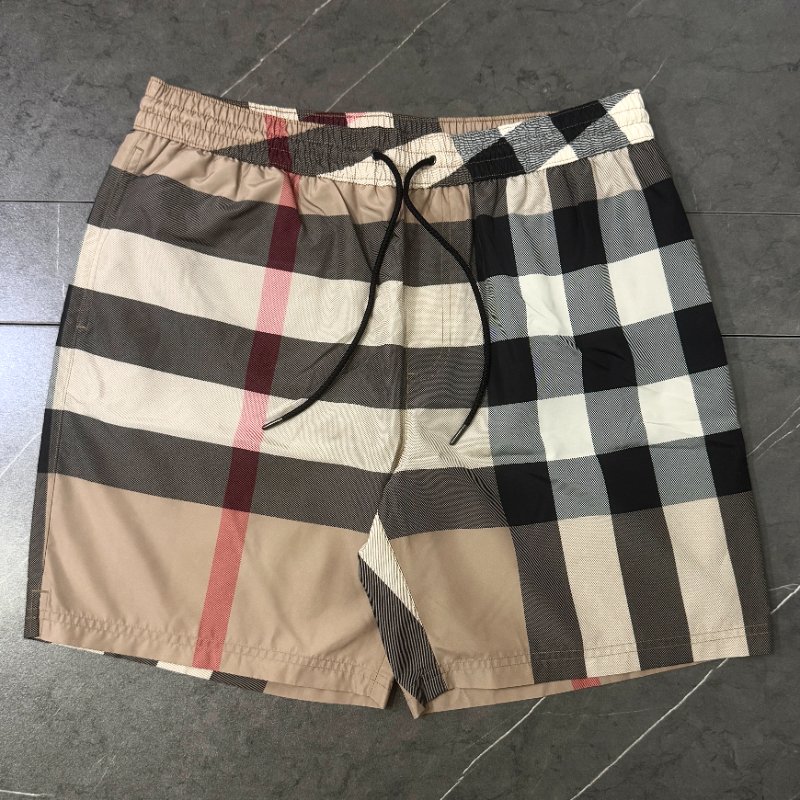 ⏰ 買對時間最省錢！雙11限時價開啟中🛒【BURBERRY 巴寶莉】格紋LOGO設計海灘褲(卡其)-0