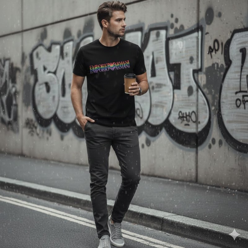 🚨 雙11最後倒數・今晚錯過等明年！【EMPORIO ARMANI  阿曼尼】炫彩LOGO T恤-0