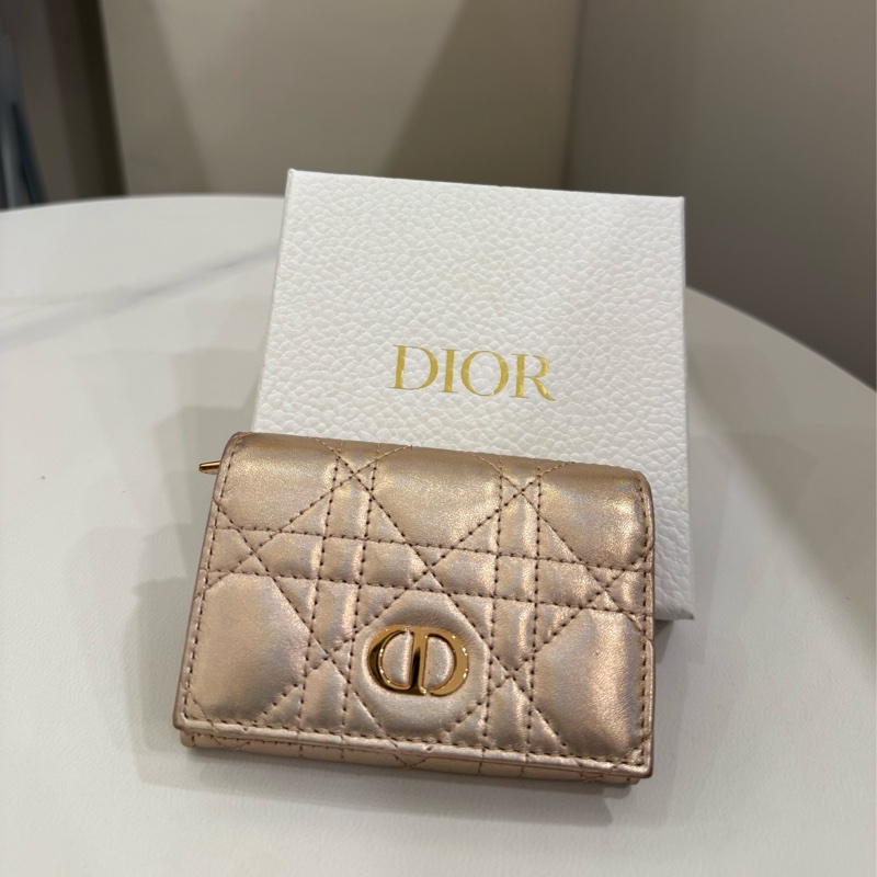 Dior Caro Glycine 經典牛皮藤格紋零錢包-0