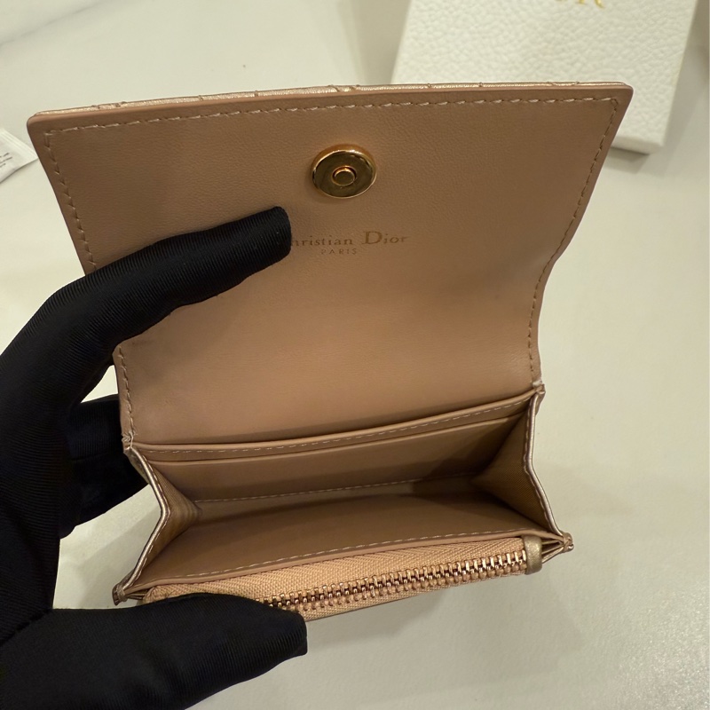 Dior Caro Glycine 經典牛皮藤格紋零錢包-3