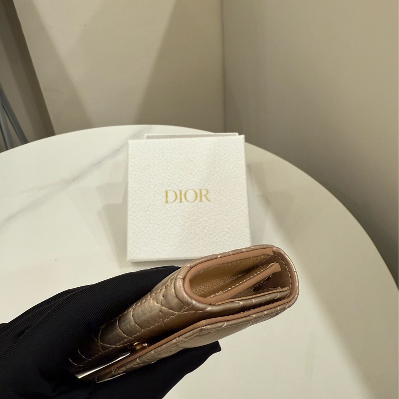 Dior Caro Glycine 經典牛皮藤格紋零錢包-7