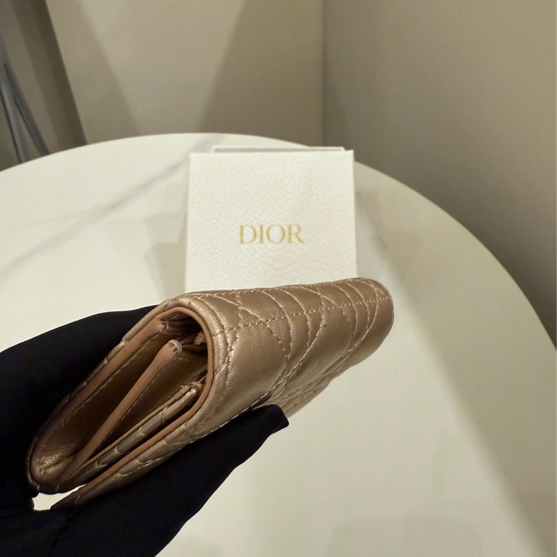 Dior Caro Glycine 經典牛皮藤格紋零錢包-8