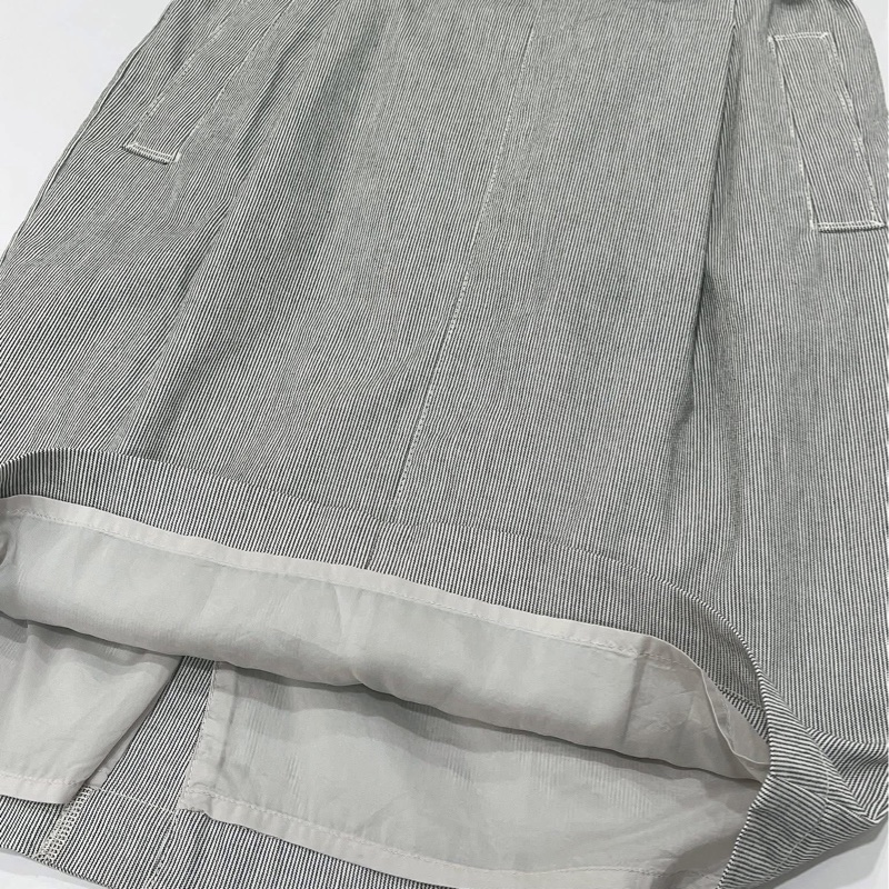 BURBERRY 倫敦 皮革腰帶直條紋丹寧高腰緊身裙-7