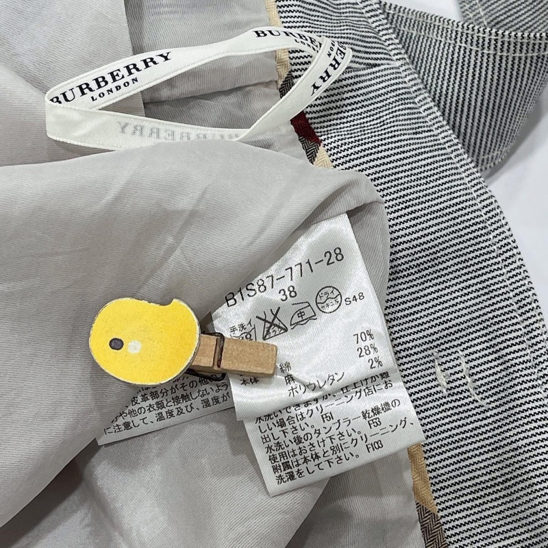 BURBERRY 倫敦 皮革腰帶直條紋丹寧高腰緊身裙-9