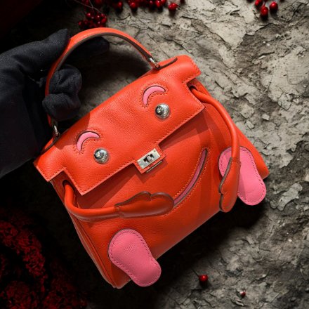 【精選天菜】HERMES KELLY DOLL 9T火焰橘拼8W唇膏粉 全新商品-0