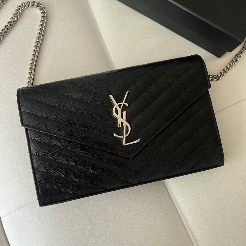 YSL WOC 大款 黑銀荔枝皮 聖羅蘭-1
