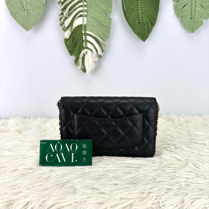 CHANEL 黑金魚子醬牛皮 WOC 鏈條包 晶片款 2024年全套有單-4