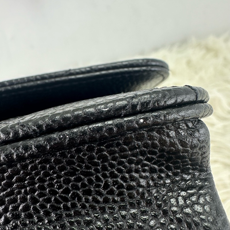 CHANEL 黑金魚子醬牛皮 WOC 鏈條包 晶片款 2024年全套有單-6