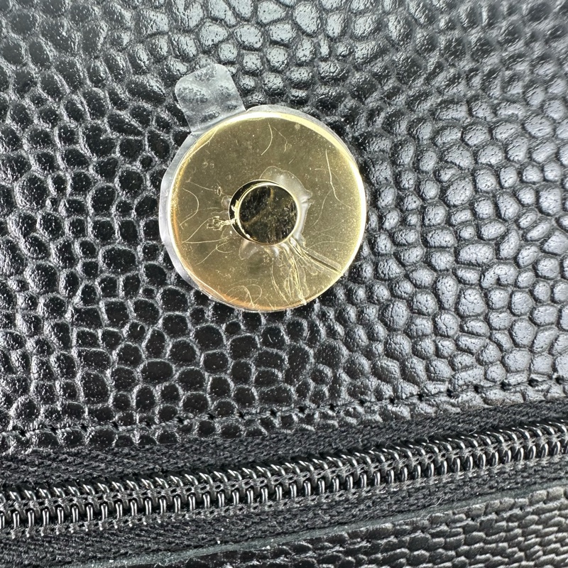 CHANEL 黑金魚子醬牛皮 WOC 鏈條包 晶片款 2024年全套有單-8