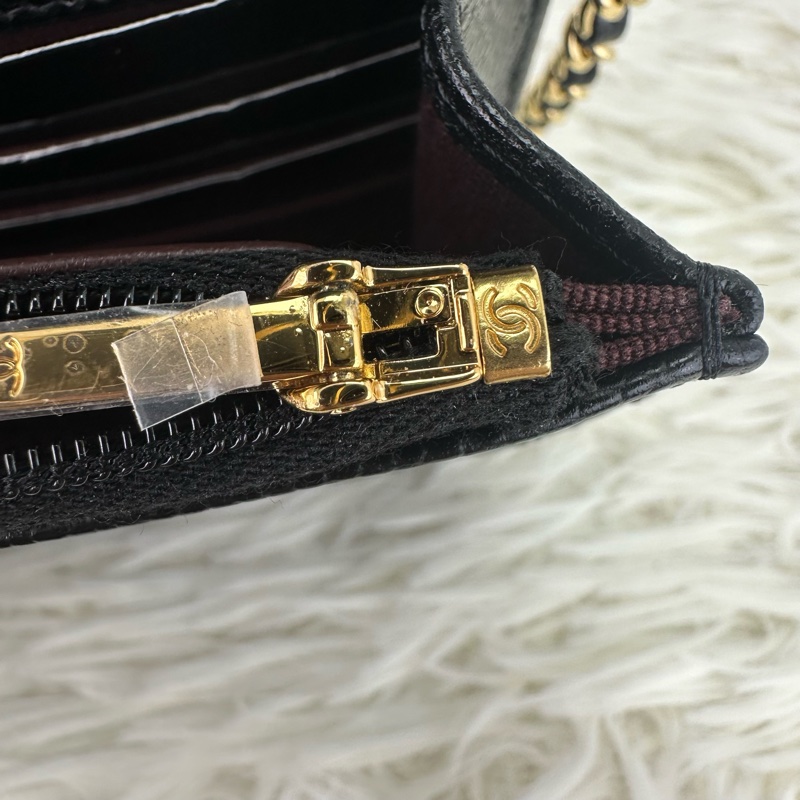 CHANEL 黑金魚子醬牛皮 WOC 鏈條包 晶片款 2024年全套有單-11