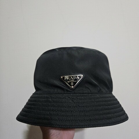 PRADA 漁夫帽 尼龍 黑 XL