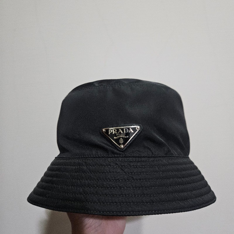 PRADA 漁夫帽 尼龍 黑 XL-0