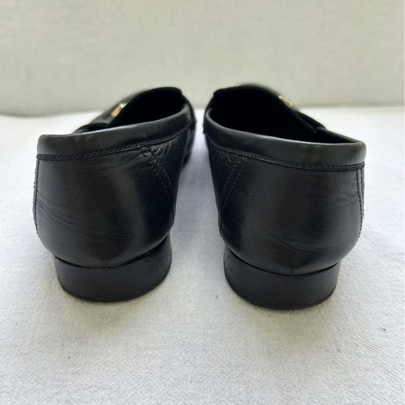 Hermes/愛馬仕黑色樂福鞋，37碼，經典H銀扣設計-2