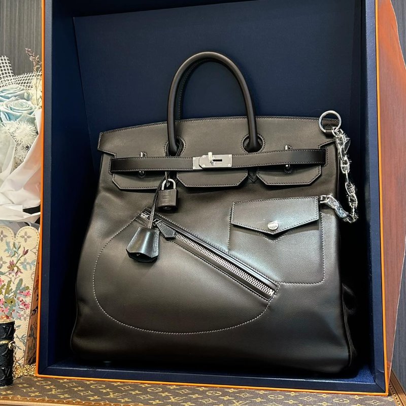 【精選天菜】HERMES BIRKIN HAC ROCK40 烏木色銀釦 馬鞍皮-0