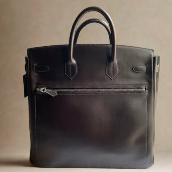 【精選天菜】HERMES BIRKIN HAC ROCK40 烏木色銀釦 馬鞍皮-1