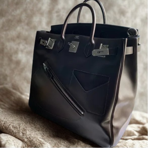 【精選天菜】HERMES BIRKIN HAC ROCK40 烏木色銀釦 馬鞍皮-2