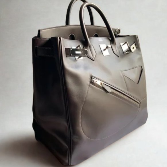 【精選天菜】HERMES BIRKIN HAC ROCK40 烏木色銀釦 馬鞍皮-3