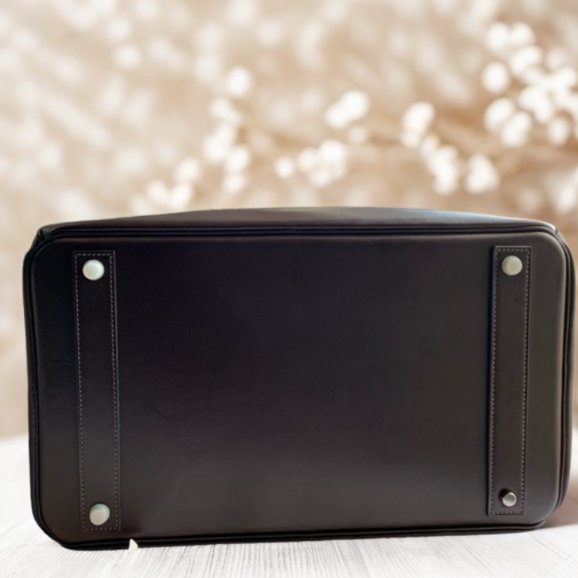 【精選天菜】HERMES BIRKIN HAC ROCK40 烏木色銀釦 馬鞍皮-4