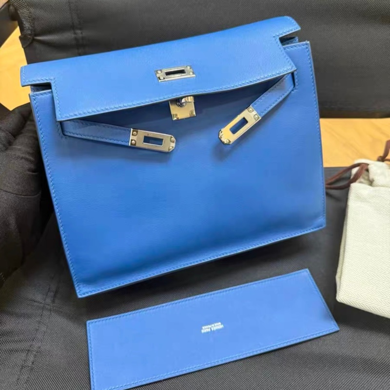 Hermes 愛馬仕 kelly danse 寶石藍銀扣 s皮 u刻 好價出-1