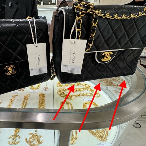 Vintage CHANEL Matelasse 鏈條單肩包 黑白熊貓配色（金鍊）