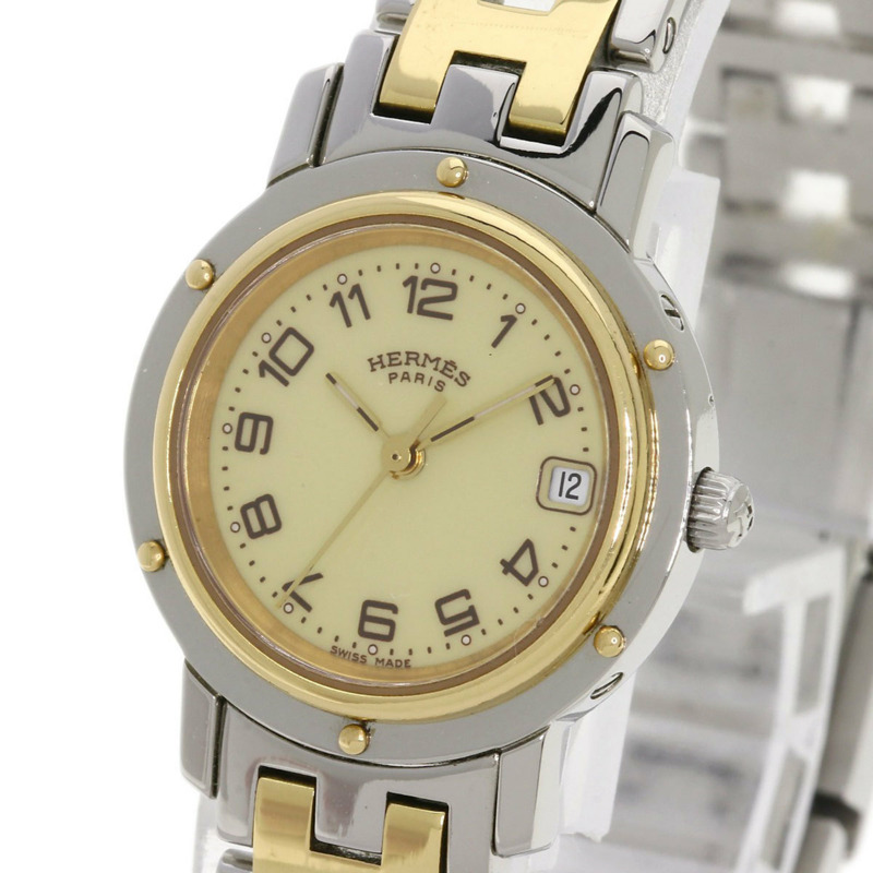 Hermès CL4.220 Clipper 腕錶，配備全新錶扣，不鏽鋼/SSxGP，女士-2