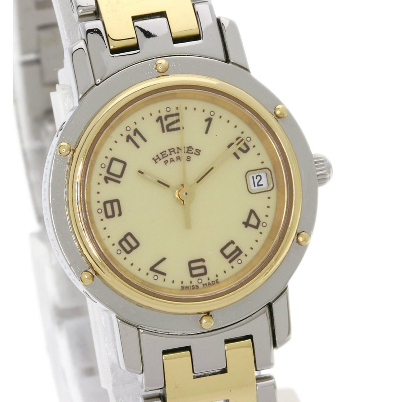 Hermès CL4.220 Clipper 腕錶，配備全新錶扣，不鏽鋼/SSxGP，女士-3