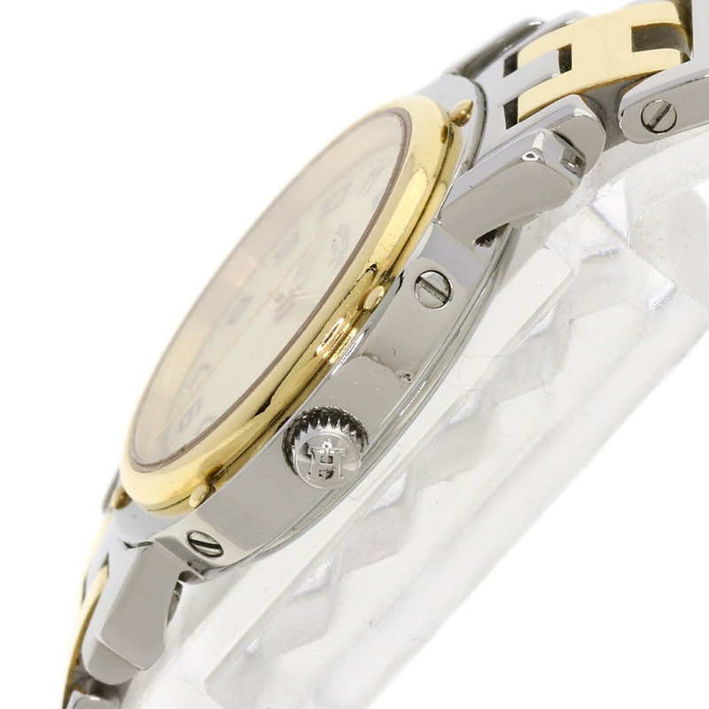 Hermès CL4.220 Clipper 腕錶，配備全新錶扣，不鏽鋼/SSxGP，女士-4