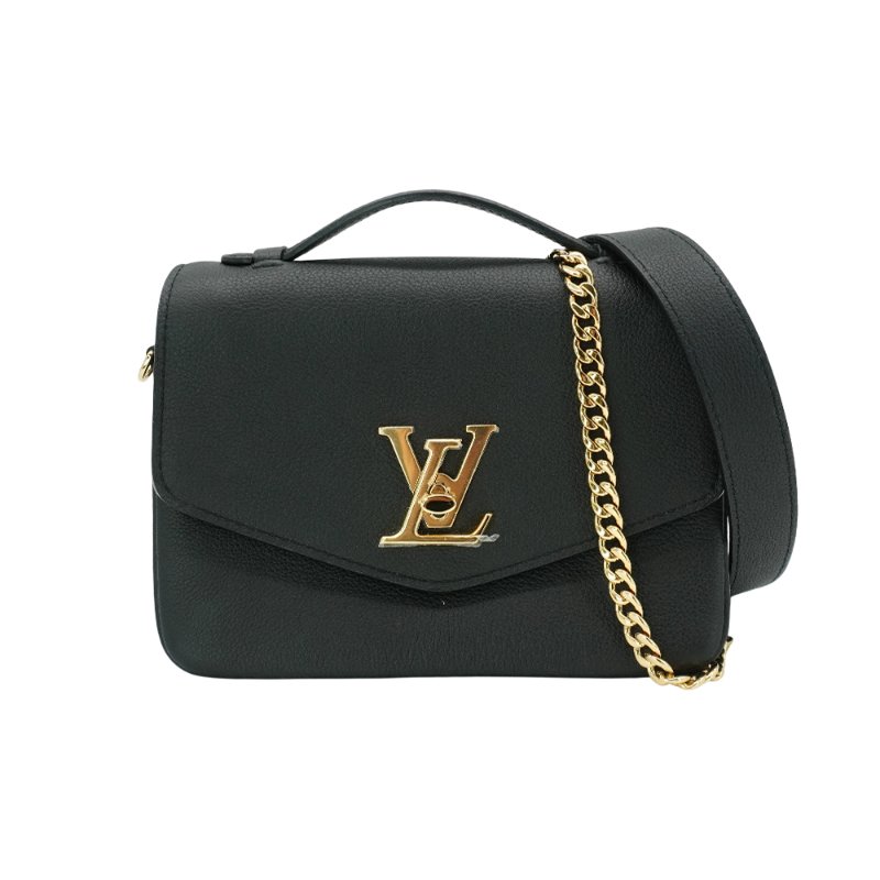 Louis Vuitton 展示品 Oxford 粒面小牛皮轉釦掀蓋二用斜背包(M22735-黑)-0