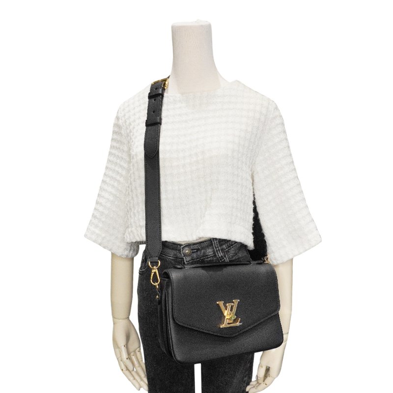 Louis Vuitton 展示品 Oxford 粒面小牛皮轉釦掀蓋二用斜背包(M22735-黑)-5