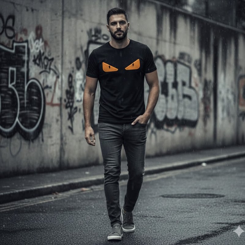 🚨 雙11最後倒數・今晚錯過等明年！【FENDI 芬迪】經典立體怪獸眼睛印花棉質T恤-0