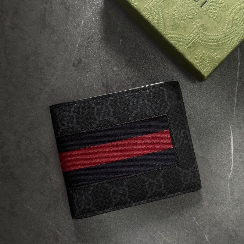 🛍️ 折扣已開啟，現在入手最划算！【GUCCI 古馳】GG Supreme 經典藍紅織帶對開8卡短夾-1