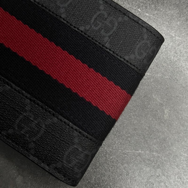 🛍️ 折扣已開啟，現在入手最划算！【GUCCI 古馳】GG Supreme 經典藍紅織帶對開8卡短夾-2