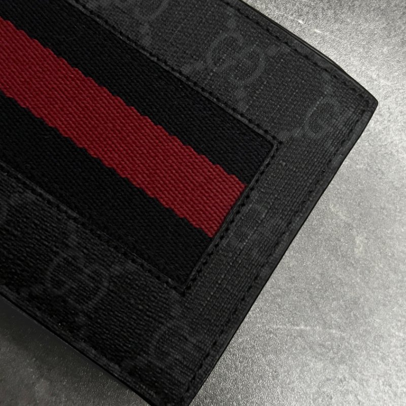 🛍️ 折扣已開啟，現在入手最划算！【GUCCI 古馳】GG Supreme 經典藍紅織帶對開8卡短夾-3