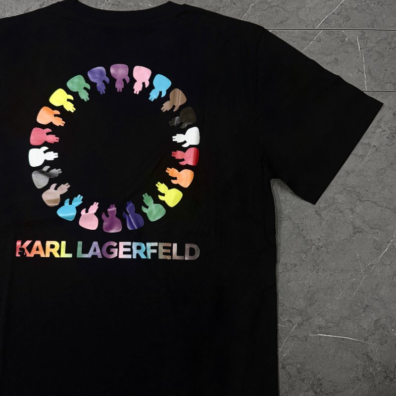 ⏳ 雙11收尾倒數・再不衝就來不及!【KARL LAGERFELD 卡爾老佛爺】經典炫彩文字LOGO設計 T恤-2