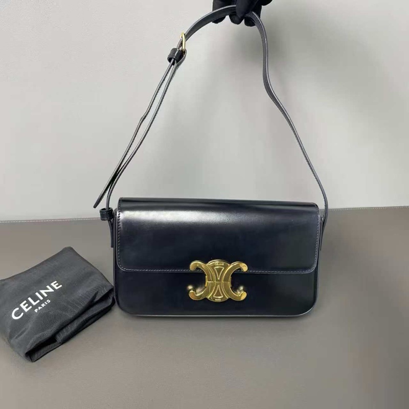 Celine Triomphe 黑金box 凱旋門腋下包 hobo-0