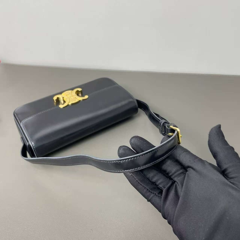 Celine Triomphe 黑金box 凱旋門腋下包 hobo-6