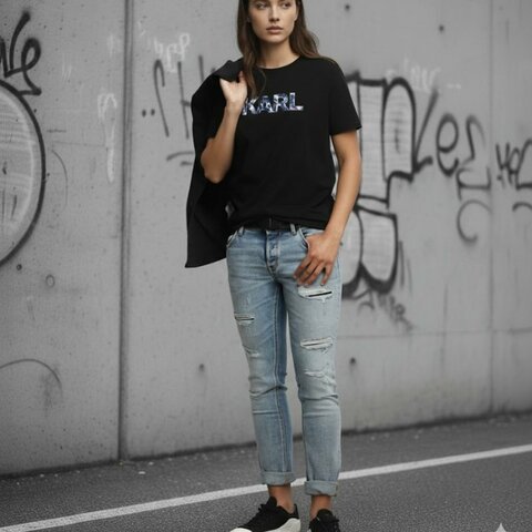 🎁 雙11選禮不煩惱，超值心意一次到【KARL LAGERFELD 卡爾老佛爺】紫色閃電立體LOGO T恤