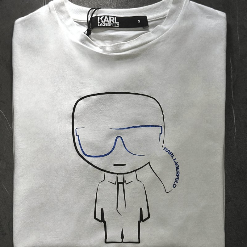 🎁 雙11選禮不煩惱，超值心意一次到【KARL LAGERFELD 卡爾老佛爺】新款老佛爺印花棉質T恤 白-0
