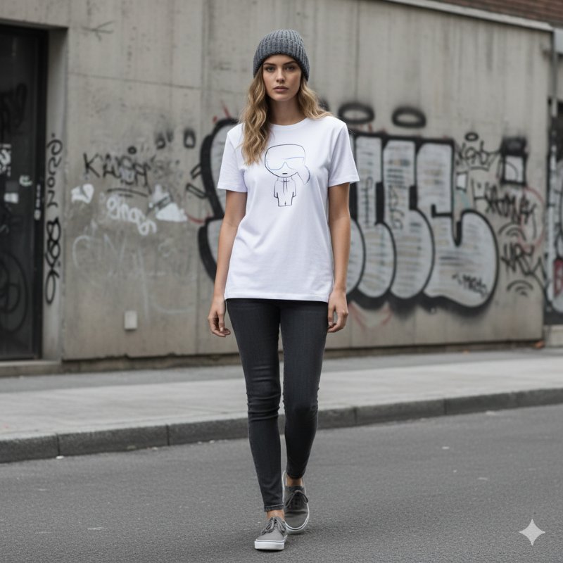 🎁 雙11選禮不煩惱，超值心意一次到【KARL LAGERFELD 卡爾老佛爺】新款老佛爺印花棉質T恤 白-0