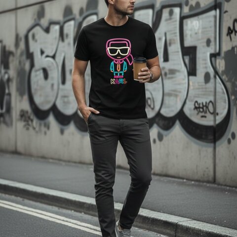🎁 雙11選禮不煩惱，超值心意一次到【KARL LAGERFELD 卡爾老佛爺】彩色果凍立體LOGO 黑色T恤