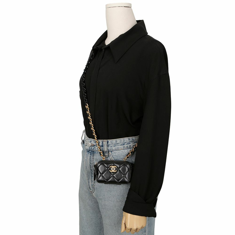CHANEL AP2738 CC 標誌迷你鏈肩斜背包-8