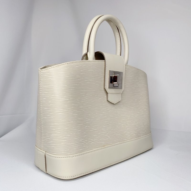 LV EPI金屬轉釦白色手提包-5