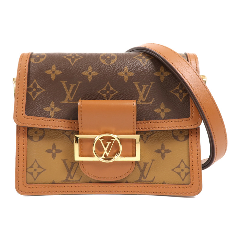 LOUIS VUITTON Monogram Reverse Mini Dauphine金扣肩背袋-0