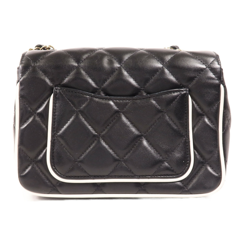 CHANEL 羊皮皮革Chain Shoulder金扣鏈帶肩背袋-1