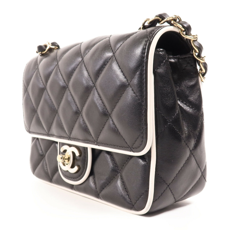 CHANEL 羊皮皮革Chain Shoulder金扣鏈帶肩背袋-2