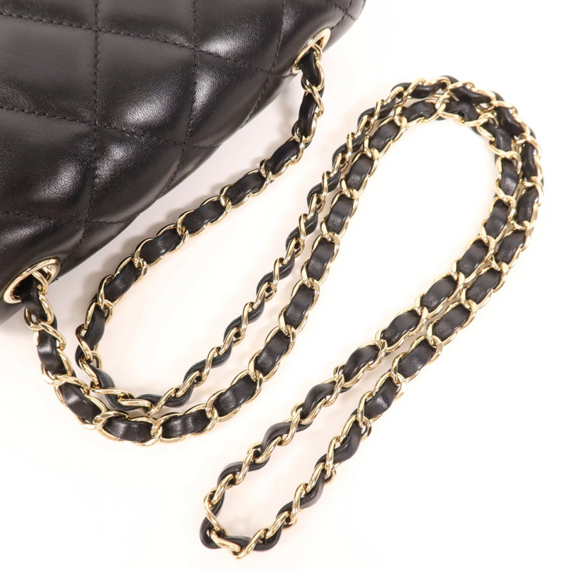 CHANEL 羊皮皮革Chain Shoulder金扣鏈帶肩背袋-4
